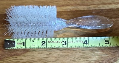 Vintage Fuller Bristle Comb Brush Lucite Clear Small 6 Row Half Round Crescent