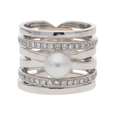 Ring Weißgold 750 Brillanten Akoya Zuchtperl...