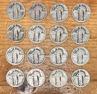 Lot of 16 90% Silver Standing Liberty Quarters No Dates $4 Face Value