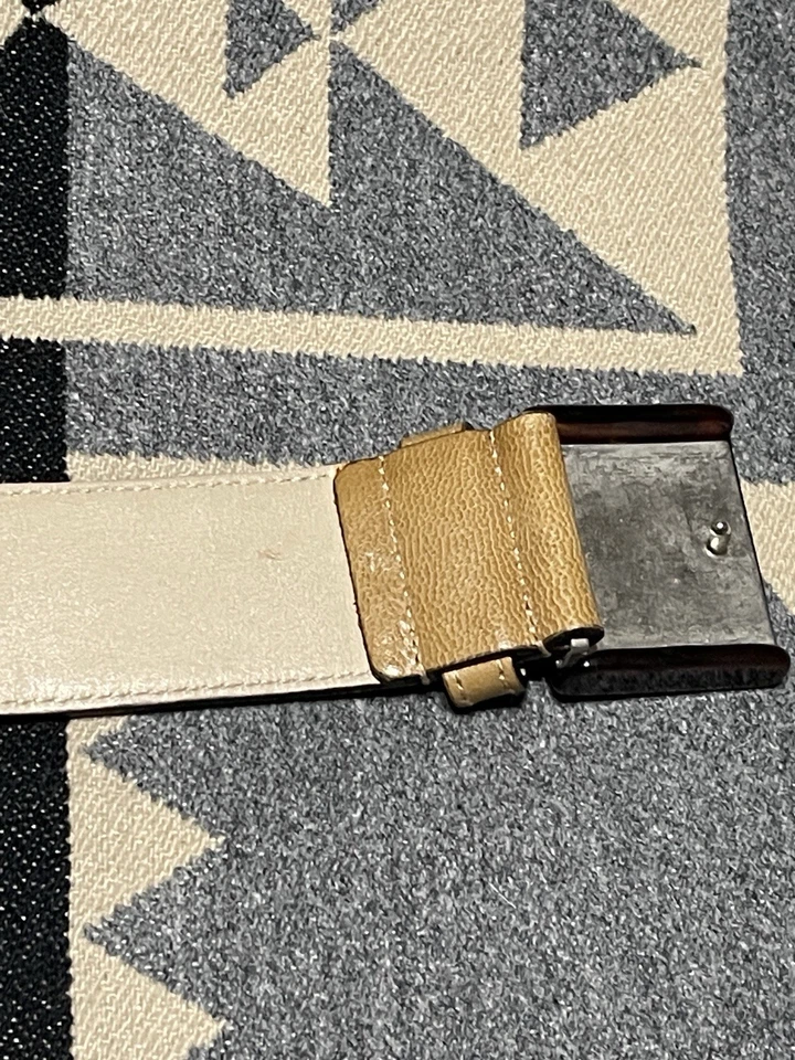 Cinturón Prada Cuero Tostado Hebilla Tortuga Talla 75/30 Hecho en Italia Diseñador T39 Foto 2 de 4