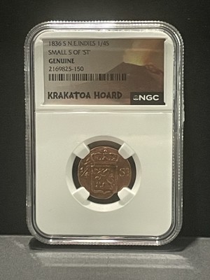 1836 S N.E.INDIES 1/4S Small S Of “ST” Krakatoa Hoard NGC Genuine