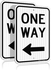 One Way Sign with Left Arrow, 2 Pack 18X12 Inches Engineer Grade Reflective Ru