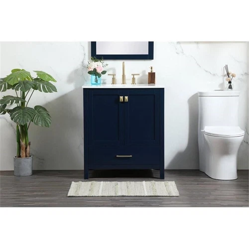 Elegant Decor Irene 30" Zinc Alloy MDF Single Bathroom Vanity in Blue - Picture 7 of 8