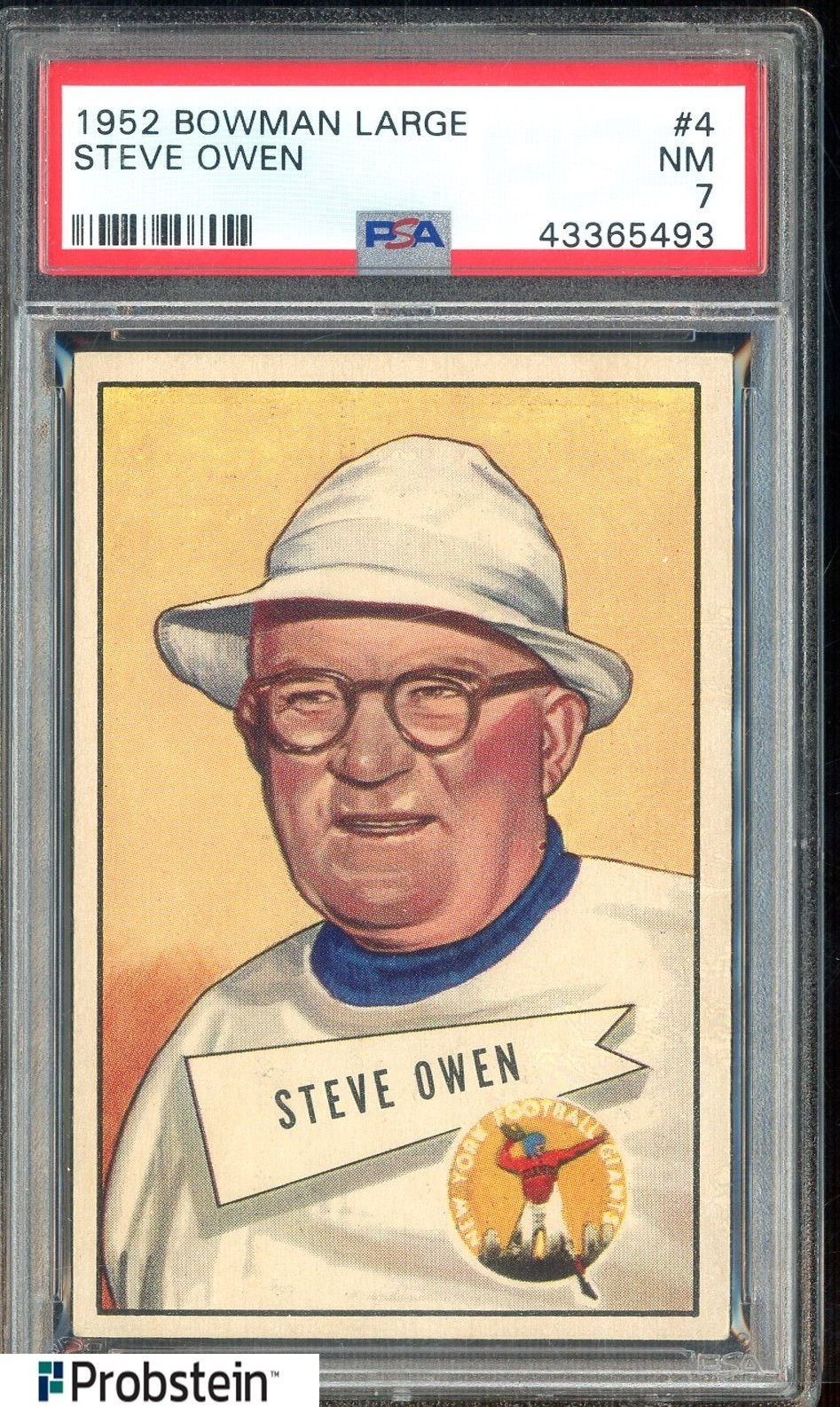 1952 Bowman Large #4 Steve Owen New York Giants PSA 7 NM