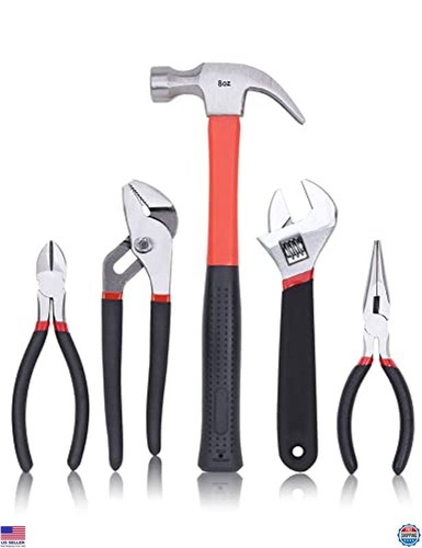 215-Piece Home Repair Tool Set with 12" Wide Mouth Storage Bag, Red - Picture 5 of 6