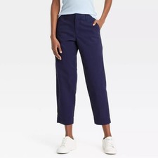 A New Day Women's High Rise Straight Leg Ankle Chino Pants Navy Blue Size 2
