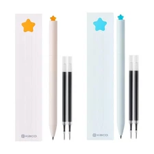 Kaco FIRST Gel Pens Cute Stationery Black Ink 2 Pieces with Extra 4 Refills, ...