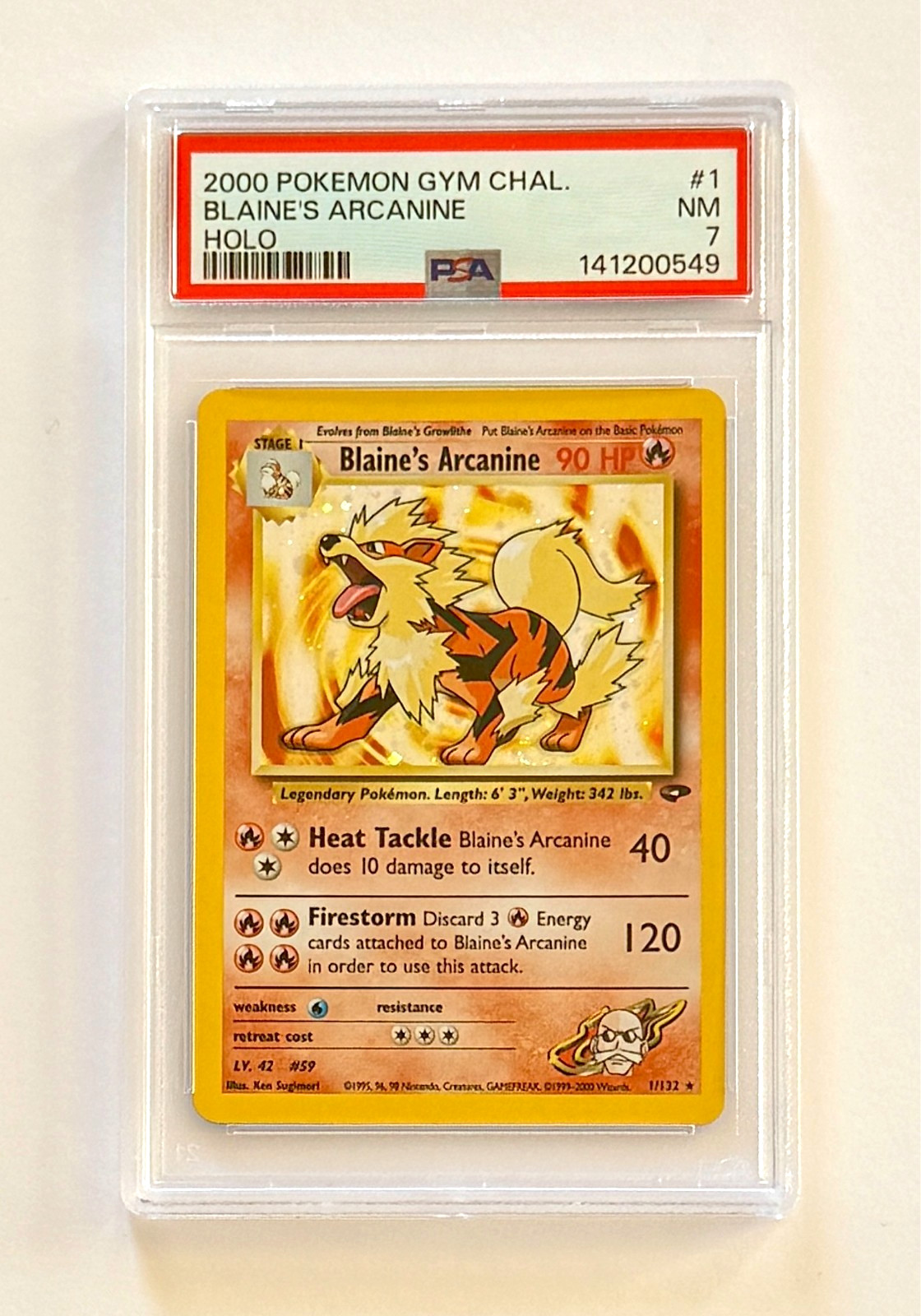 2000 Pokemon Gym Challenge #1 Blaine's Arcanine Holo PSA 7 Fresh Grade