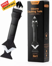Saker Silicone Caulking Tools-3 in 1 Sealant Finishing Tool Grout Black 