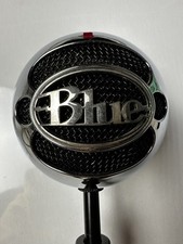 Blue Snowball USB Condenser Mic Chrome Vintage Original w Stand Cable Tested