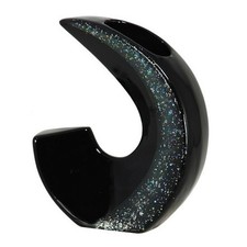 Japanese Ikebana Flower Arrangement Vase Ceramic Black 5.25"L x 1.5"W x 6.25"H