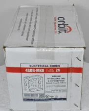 BNIB 24 Orbit 4SDB-MKO 4" Square 2-1/8" Deep Steel Outlet Box Like Raco 232