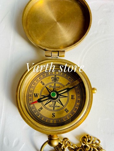 Vintage Antique Brass Pocket Compass Nautical Maritime Gift Compass With Case - 第 3/5 張圖片