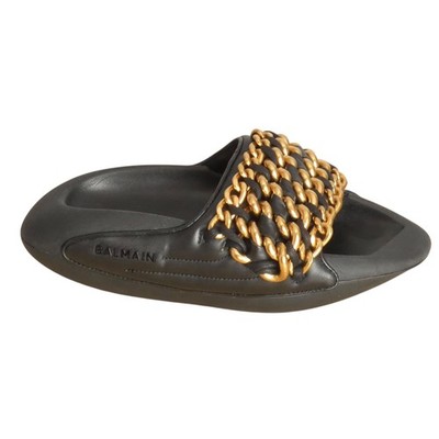 BALMAIN - ''B-IT'' Quilted Lambskin Leather Slide, Size-7