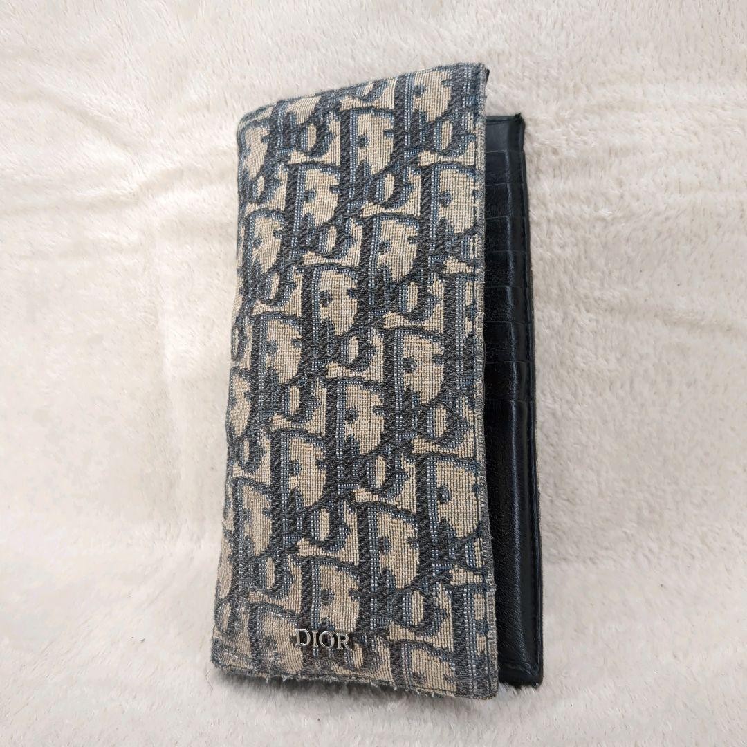 Christian Dior Vertical Long Trotter Oblique Leather Wallet Pre-Owned