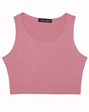 WOMEN'S SLEEVELESS CROP TOP PLAIN ROUND NECK STRETCHY SUMMER T-SHIRT VEST TOP