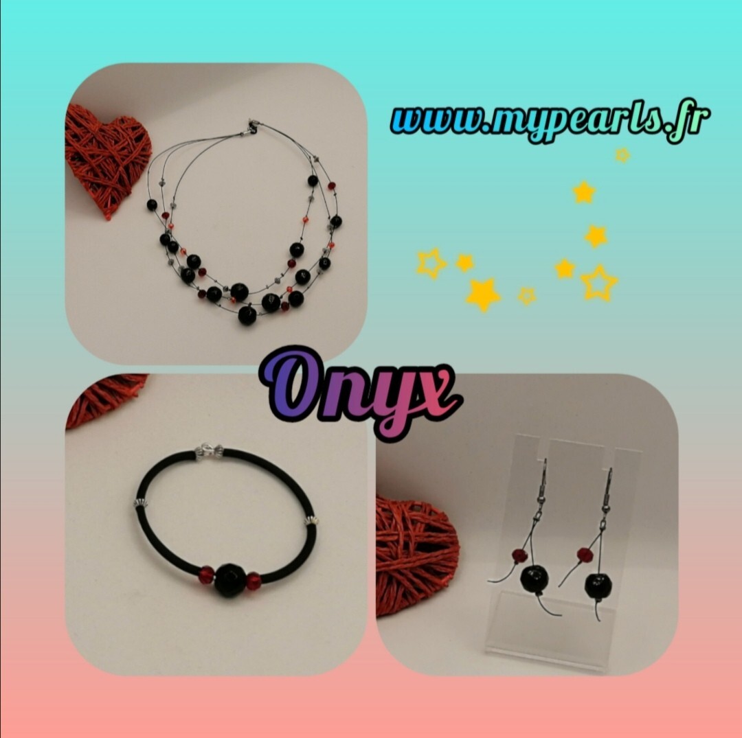 Parure Onyx femme avec collier et bracelet pour un cadeau unique