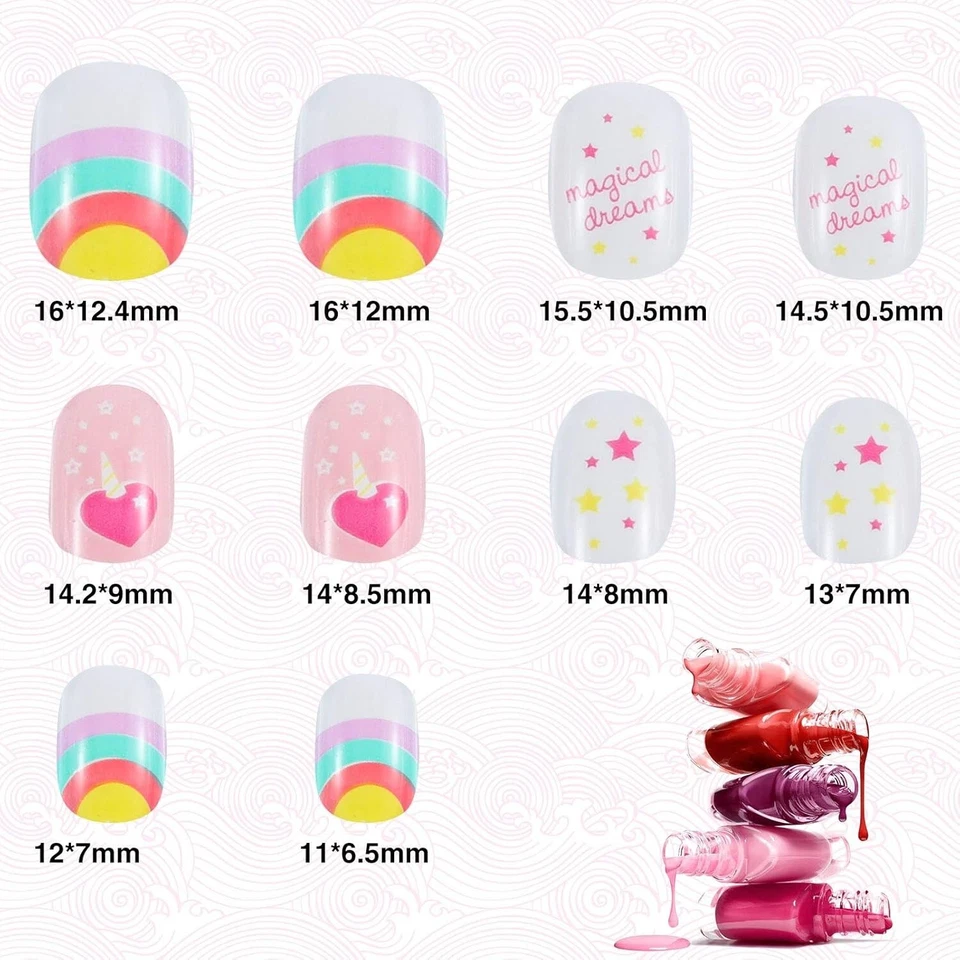 120 Stück Nägel Zum Aufkleben Für Kinder, Selbstklebende Künstliche Fingernägel - Bild 2 von 4