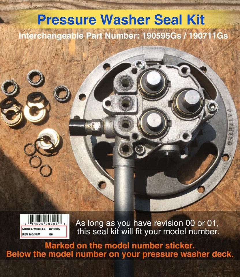 Pressure Washer Seal Kit Set Replace For Briggs & Stratton 190595GS