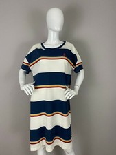Junk Food Women Cotton Logo Crew Neck Striped Short Sleeve Dress Size 1X