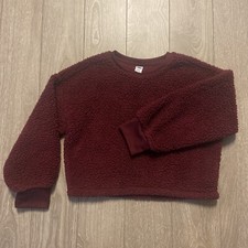 old navy burgundy fleece crew neck sweater girls M 8 fuzzy cozy