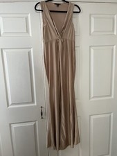 Forever 21 Womens Gown Prom Evening Ball New Size L High Split Gold Dress
