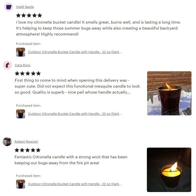 Outdoor Citronella Bucket Candle with Handle - 22 oz (Dark Brown) - Image 3 of 4