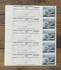 1986 ILLINOIS - State Duck Stamp - Lot1 - Mint OG NH **FULL SHEET OF 5**