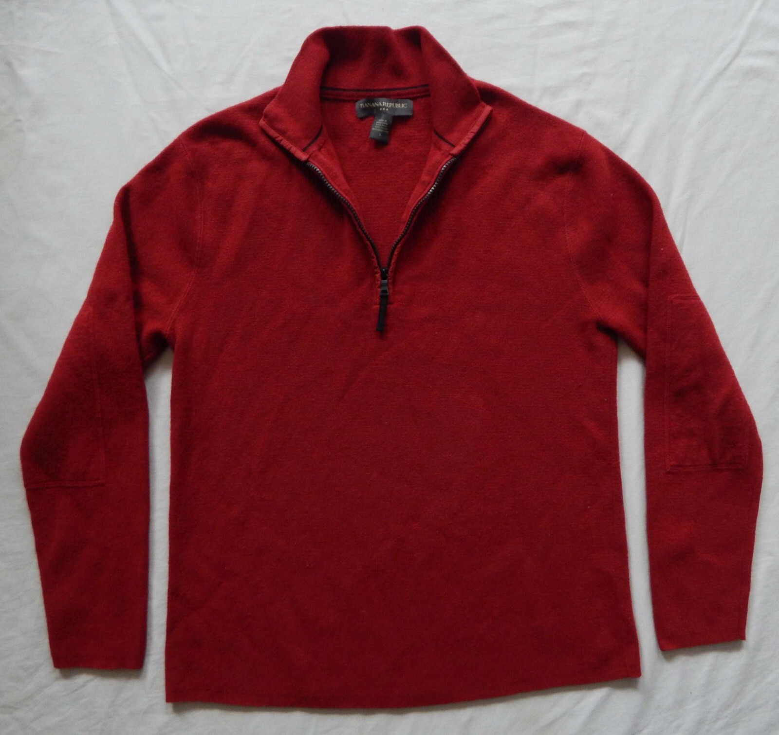 Wool Solid Red Half Zip Turtleneck Pullover Sweat… - image 1