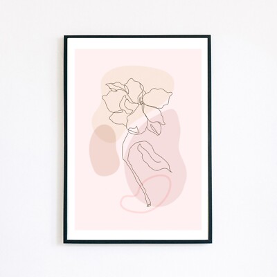 Boho Blume Abstrakte Formen Neutral Botanisch A5 Wohndeko Wandbild Kunstdruck 