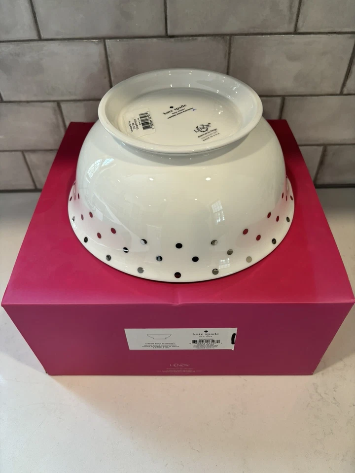 Tigela de servir Kate Spade Lenox Larabee Road ponto platina nova em folha - Imagem 2 de 4