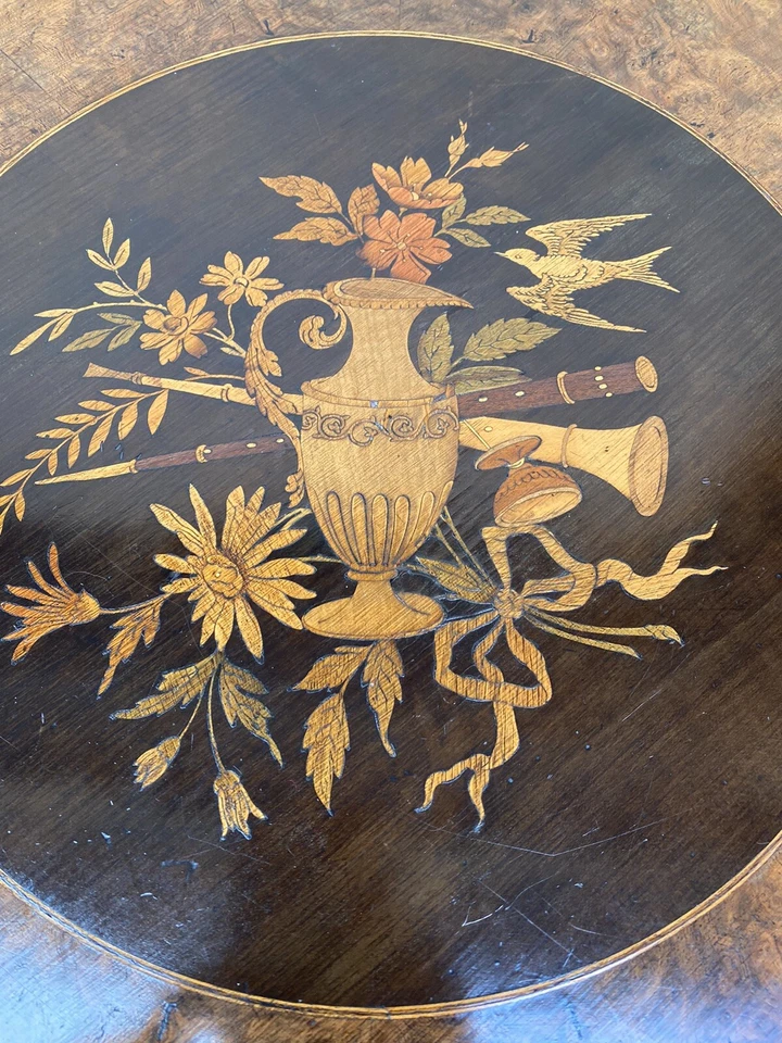 WALNUT INLAID RENAISSANCE TABLE - Image 3 of 4