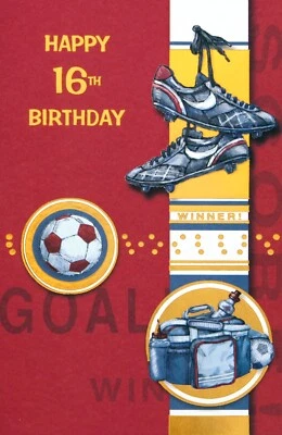 Happy 16TH BIRTHDAY Card FOR 16 YEAR OLD, Soccer by Popular Greetings + Envelope