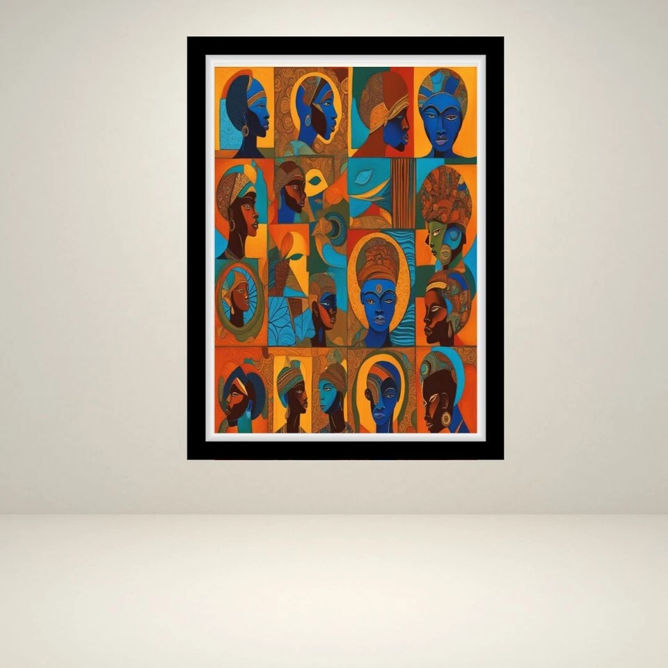 Impresión enmarcada africana de muchos hombres rostros reyes reales "20x30" de Shantress Nicole Foto 2 de 3