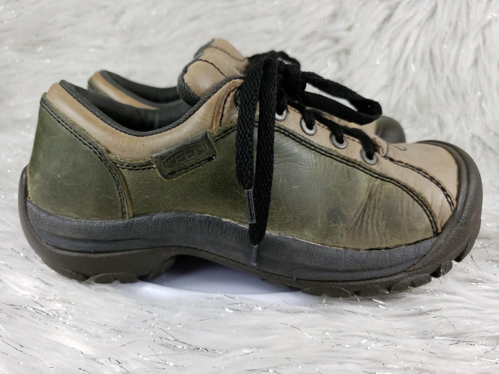 Scarpe da ginnastica KEEN da donna in pelle verde marrone stringate taglia US 5 5 EUR 35 5