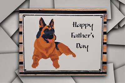 German Shepherd Dog Hand-Drawn Father's Day Card Envelope for Dad Father  gift
