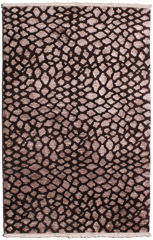 Contemporary Brown Carpets Hand-Knotted Wool Area Rugs Living Room Décor 3x5 ft - Image 3 of 4