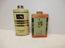 VINTAGE TALCUM POWDER TINS HOOT MON, POTTER AND MOORE