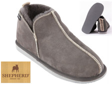 Shepherd of Sweden Men's Andy Boot Luxury Sheepskin Slippers - Asphalt (Grey)