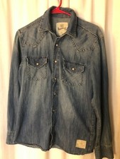 Shirt: Sears Roebuck Co Denim button down Shirt vintage Small but big Used
