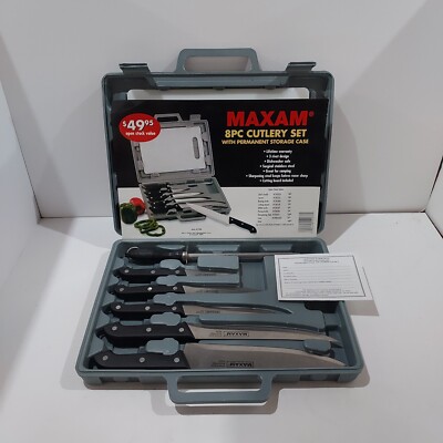 8pc KITCHEN KNIFE SET Chef Knives Stainless Steel Maxam Cutting Board Kit
