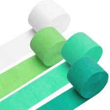 Crepe Paper Streamers 4 Rolls 328ft Green Turquoise Lime White Party Decorations