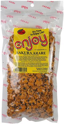 Enjoy Hawaii Sakura Arare Rice Crackers   Cherry Blossom Shape, 8 Ounce Bag