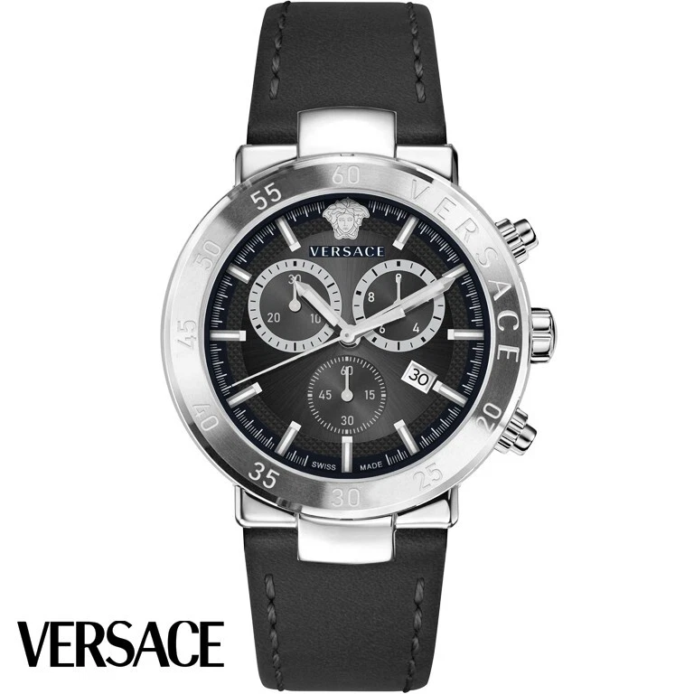 Orologio Da Uomo Urban Mystique $1095 VERSACE NERO Quadrante 43 mm Made in Swiss VEPY00120