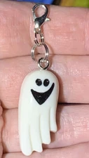 White Ghost 👻Halloween Charm Zipper Pull & Keychain Add On Clip!!