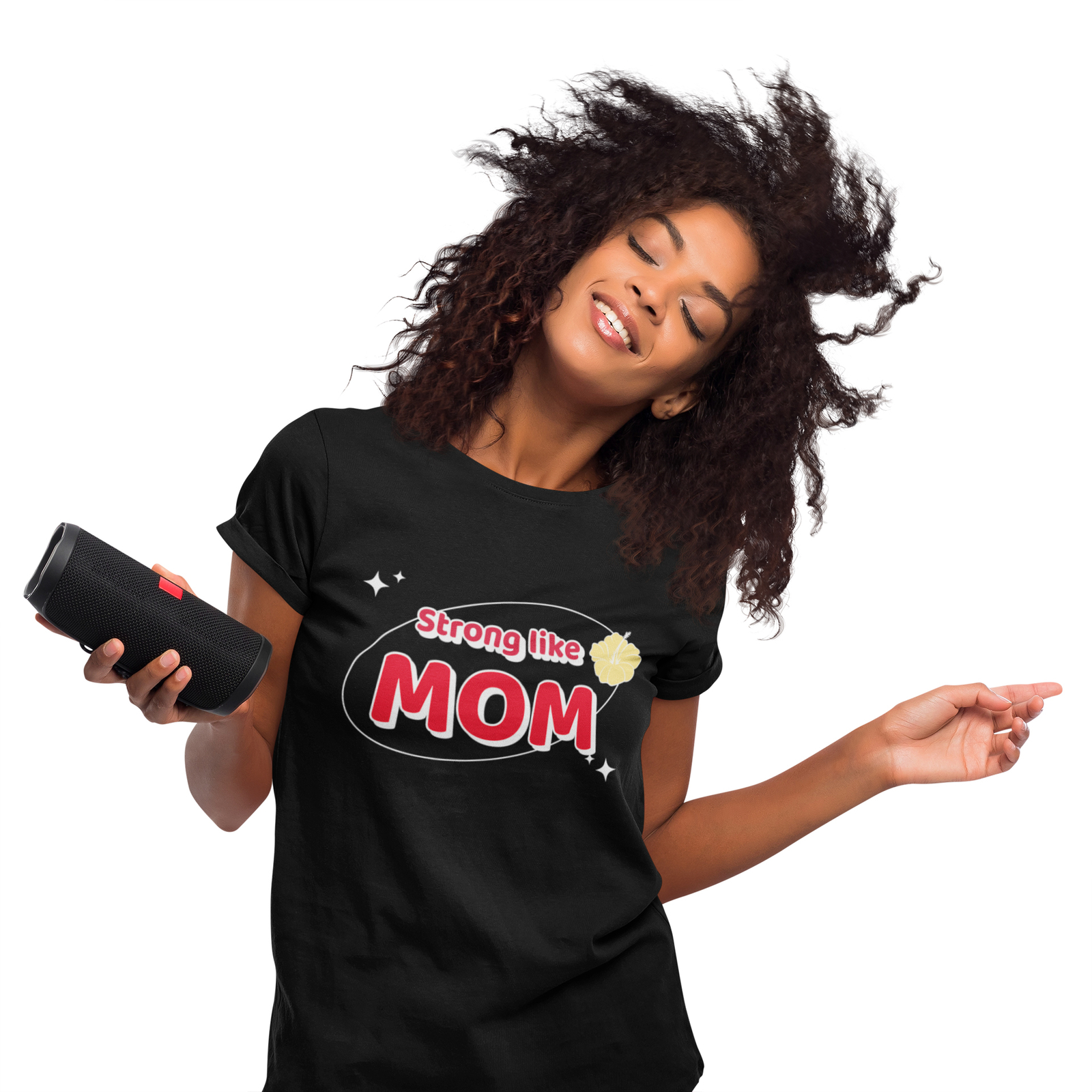 Women's Graphic Tees Short Sleeve Crew Neck Strong Like Mom Mother's Day T Shirt-image