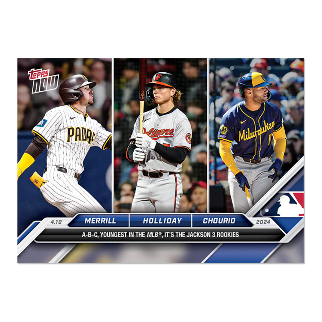2024 MLB Topps NOW 62 JACKSON HOLLIDAY MERRILL CHOURIO ROOKIE TRIOS RC in hand