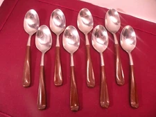 Set Of 8 EKCO ETERNA Japan EKS28 Colonial Flatware Teaspoons MCM 6 1/8"
