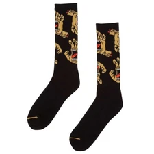Santa Cruz WORK HAND CREW Skateboard Socks 1 PAIR BLACK