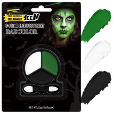 White Black Green Face Body Paint with Applicator, Oil Based Face Painting Kit f